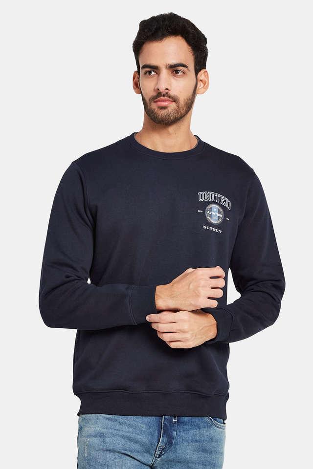 Buy OCTAVE Blue Graphic Print Cotton Regular Fit Men s Sweatshirt Shoppers Stop