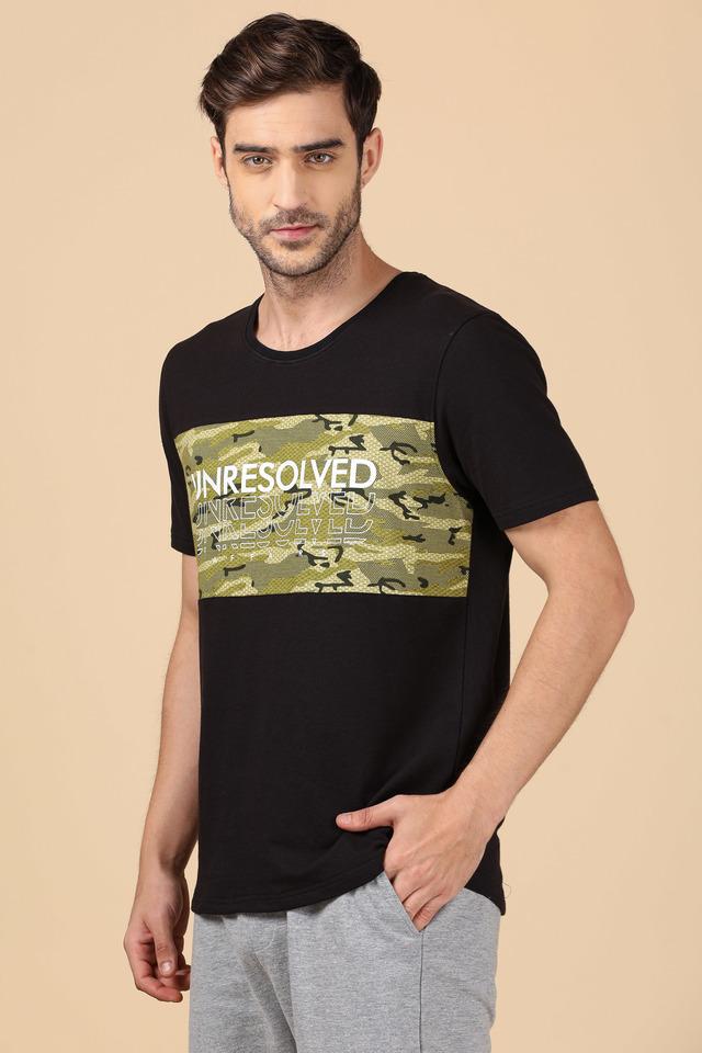 Buy INFUSE Black Printed Cotton Regular Fit Men's T-Shirt