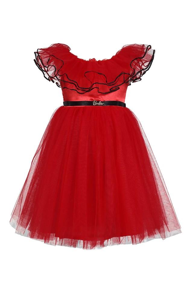 Buy MANY FROCKS AND Red Embellished Net Regular Fit Girls Party Gown Shoppers Stop