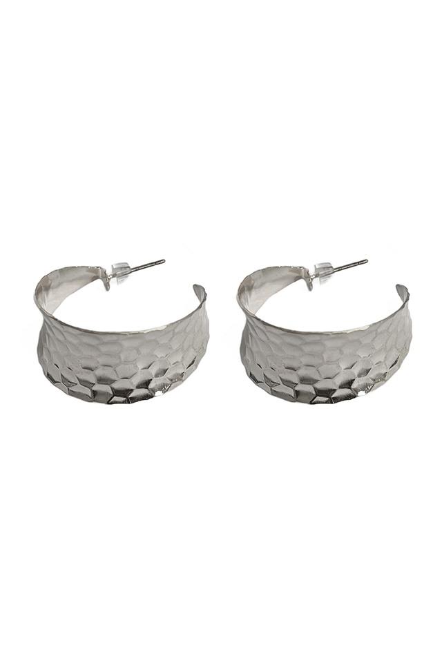 Wide silver hot sale hoop earrings