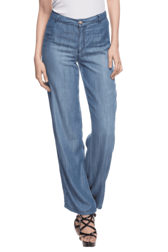 blue bootleg trousers