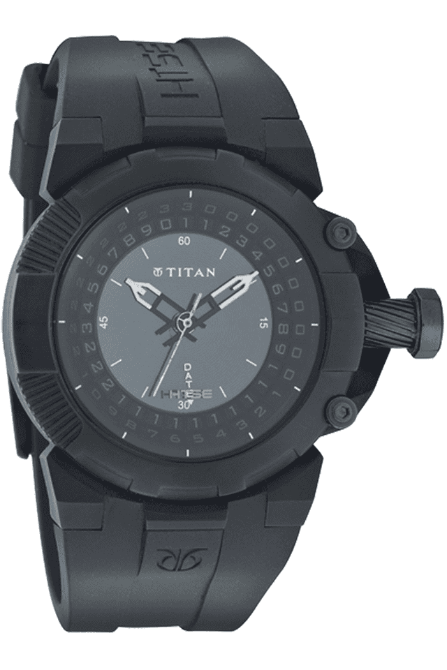 Buy Online Titan Quartz Analog Solar Black Dial Plastic Strap Watch for Men  - ne1539np01 | Titan