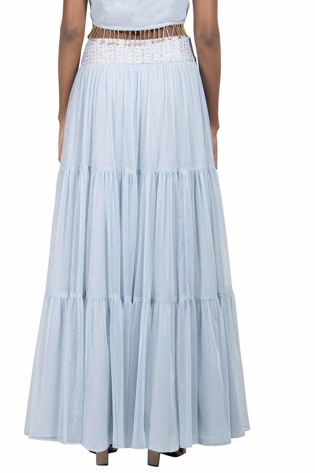 Mesh tiered outlet maxi skirt