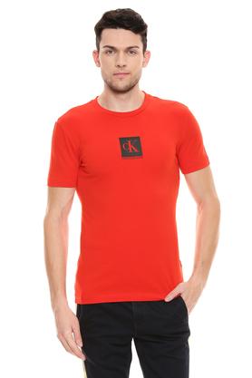 Calvin Klein Jeans Printed Men Round Neck Red T-Shirt - Buy Calvin