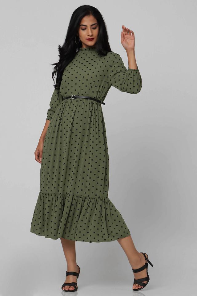 Buy STOP Womens Round Neck Printed Midi Dress | Shoppers Stop