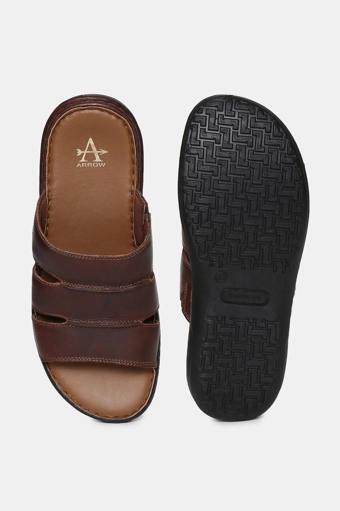 Buy ARROW Brown Mens Leather Slippers Shoppers Stop