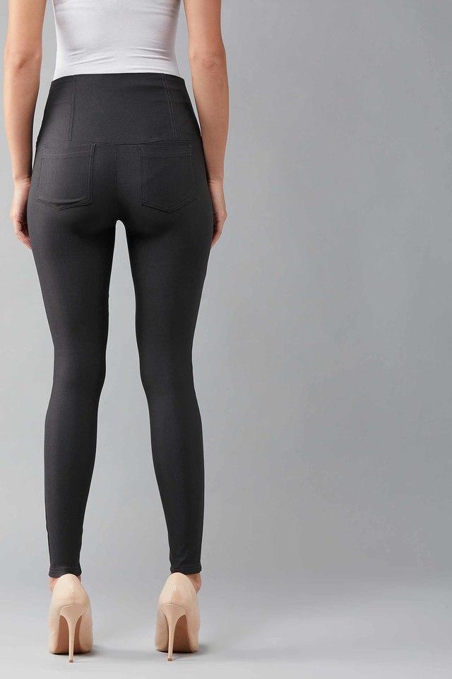 Women's Skinny Pants Slim Treggings with Three Buttons - Its All Leggings