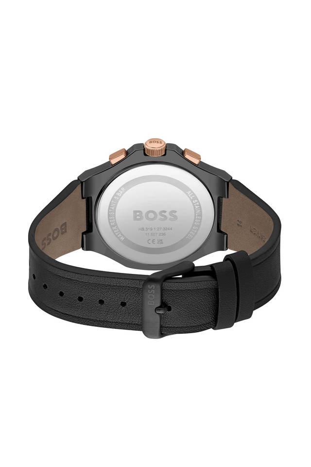 Buy BOSS Taper 45 mm Black Dial Leather Chronograph Watch For Men - 1514089  | Shoppers Stop