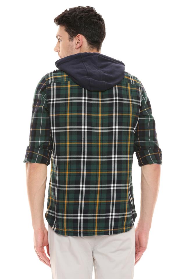 Buy SUPERDRY Green Mens Hooded Neck Checked Shirt Shoppers Stop