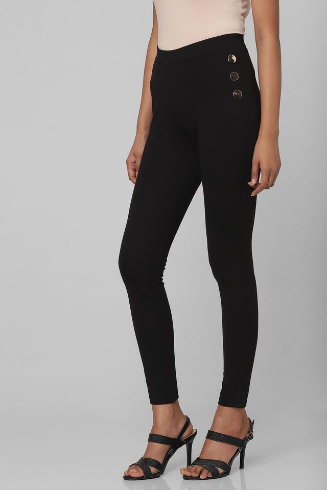 Women Black Solid Formal Regular Fit Trousers