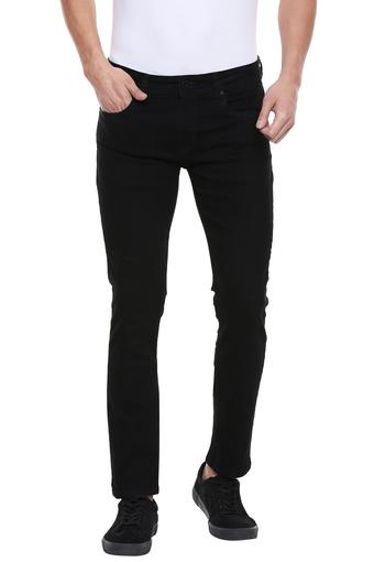 mens black coated jeans