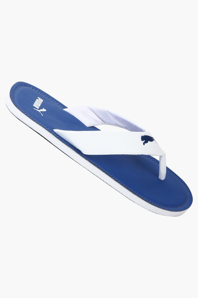 White and best sale blue slippers