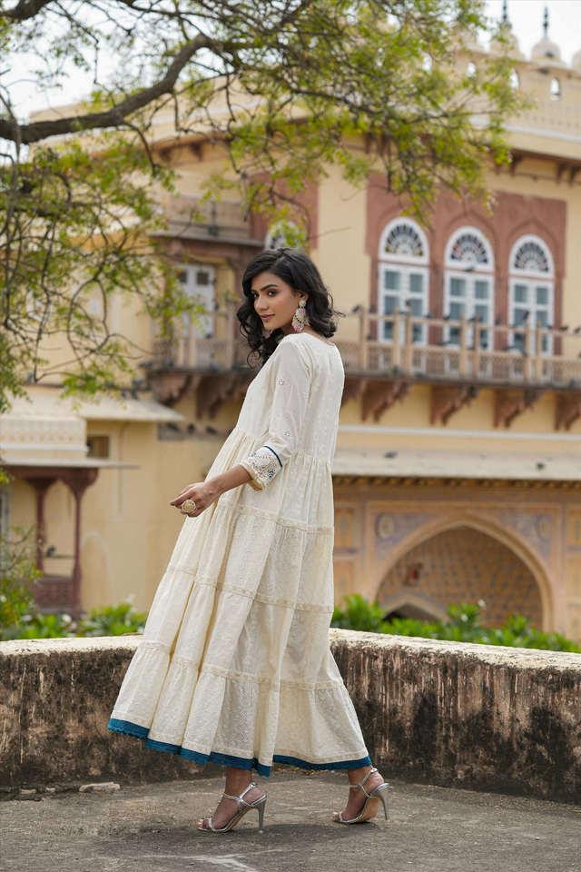 Anarkali 2024 white kurta