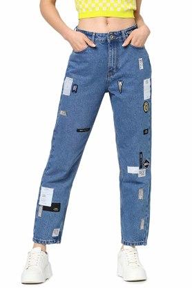 Buy ONLY Blue Loose Fit Midi Length Cotton Womens Jeans