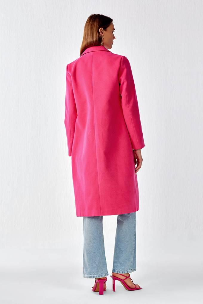 Buy COVERSTORY Fuschia Solid Polyester Collared Women's Coat