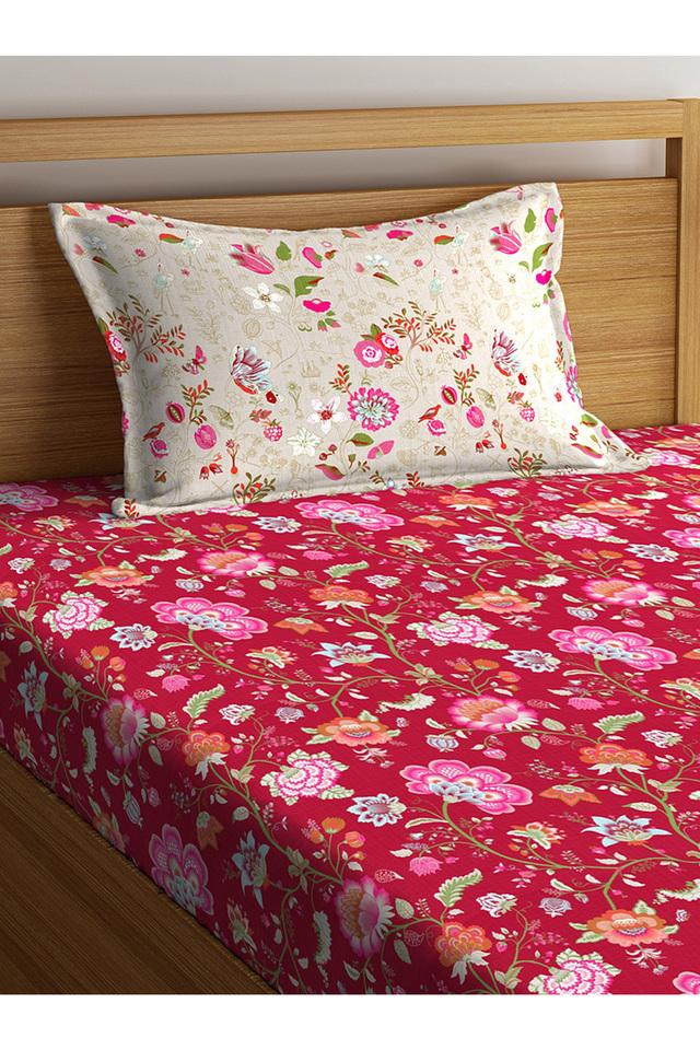 Buy PORTICO Marvella Floral Printed Single Bed Sheet with 1 Pillow