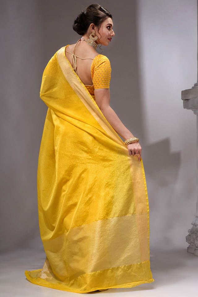 Embroidered Georgette Yellow Saree with Blouse Piece at Rs 999 in