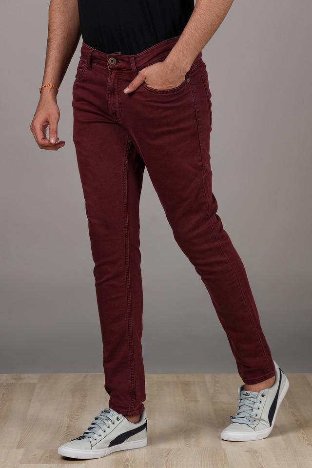 Maroon jeans clearance