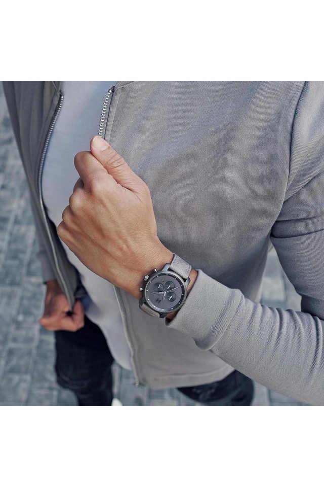 Buy MVMT Chrono 40 mm Grey Dial Leather Chronograph Watch for Men D MC02 BBLGR Shoppers Stop