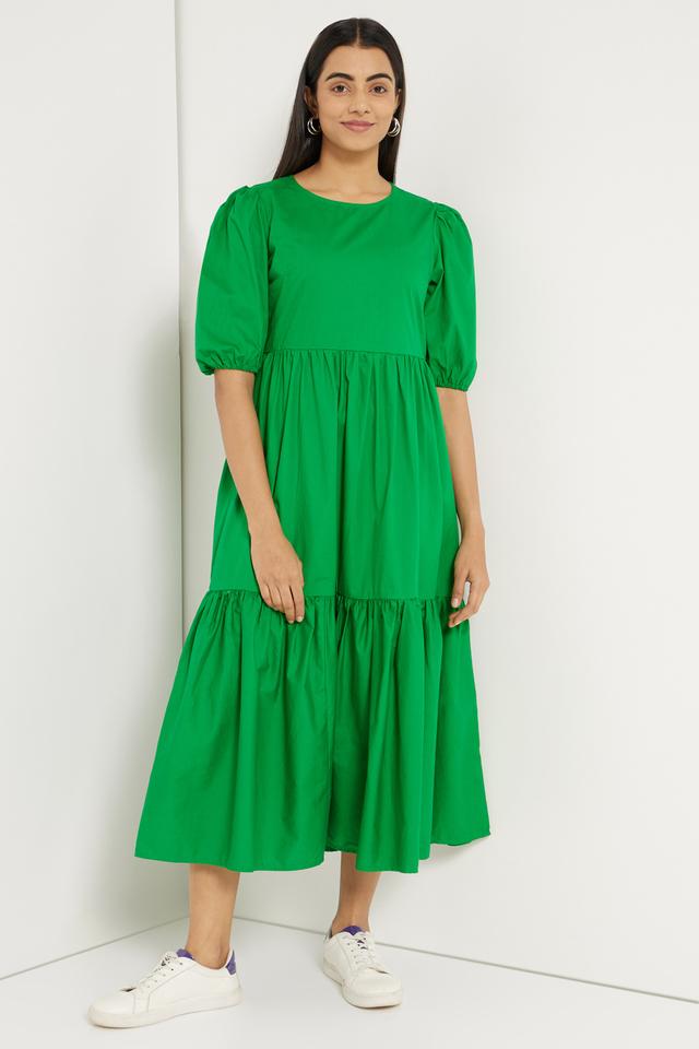 AX Paris ruffle wrap midi dress in emerald green | ASOS