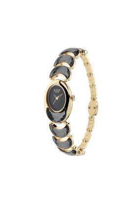 Womens Raga Cocktails Black Dial Metallic Analogue Watch with Ring 95107YM01F