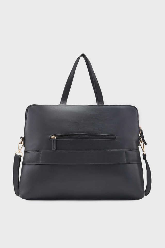 Buy CAPRESE Black Julie Faux Leather Zipper Closure Women s Laptop Bag Shoppers Stop