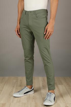 Solid Cotton Nylon Slim Fit Mens Trousers