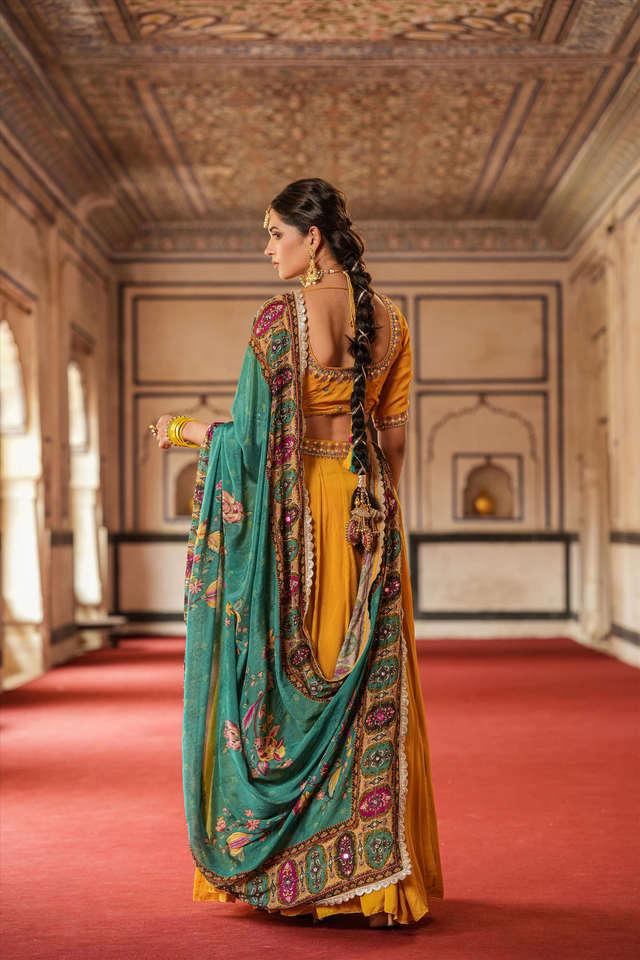 Shop Teal Pakistani Velvet Lehenga Choli Online Shopping for Girls & Women  – HATKE BRIDE