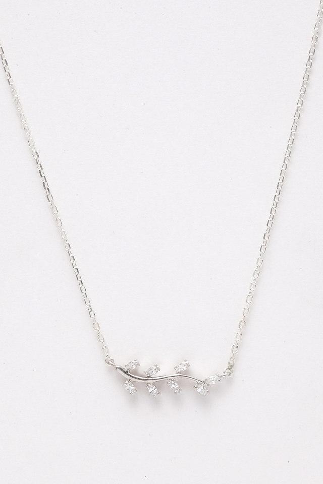 Buy CLARA 925 Sterling Silver Rhodium Plated Leaf Pendant Necklace