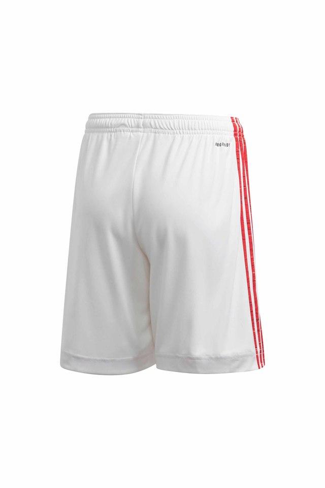 White shorts with store red stripes