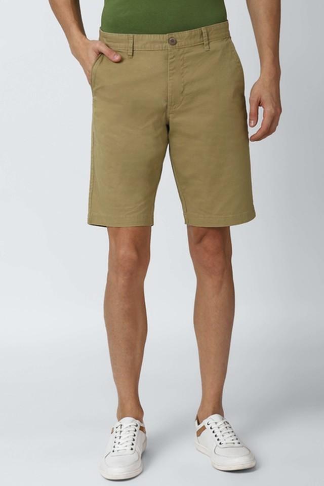 Buy VAN HEUSEN SPORT Natural Solid Cotton Blend Button Closure Mens Shorts Shoppers Stop