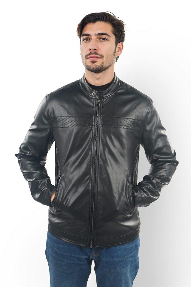 Buy CELIO JEANS Black Solid Polyethyene Regular Fit Men s Casual Jacket Shoppers Stop