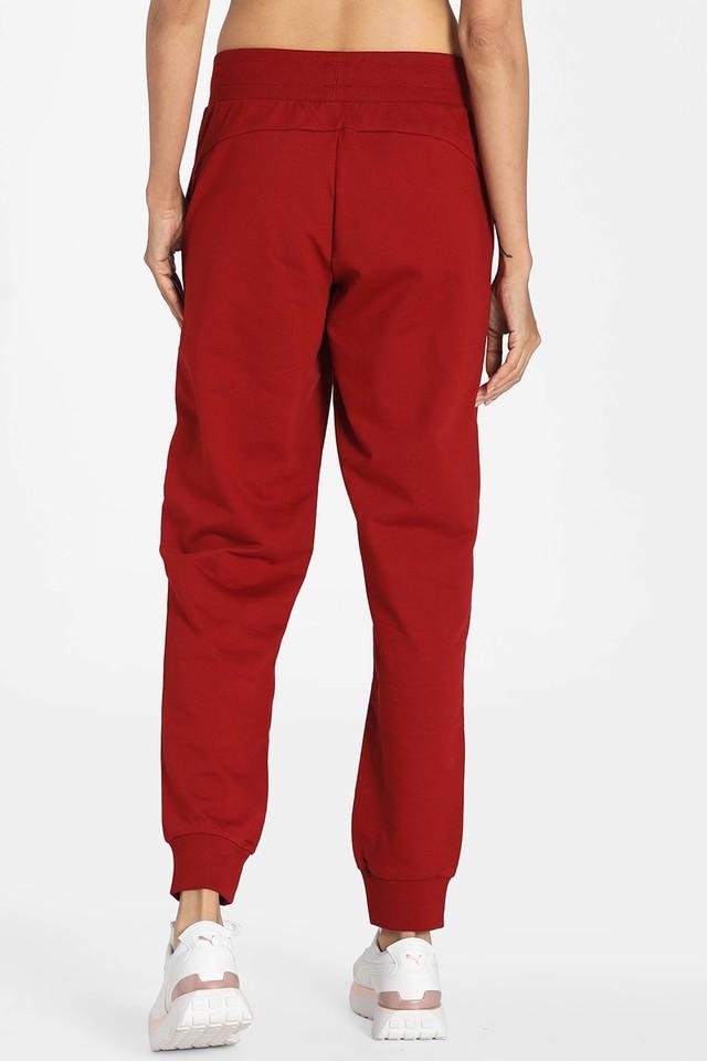 Buy PUMA Red Printed Cotton Regular Fit Womens Casual Wear Track Pants