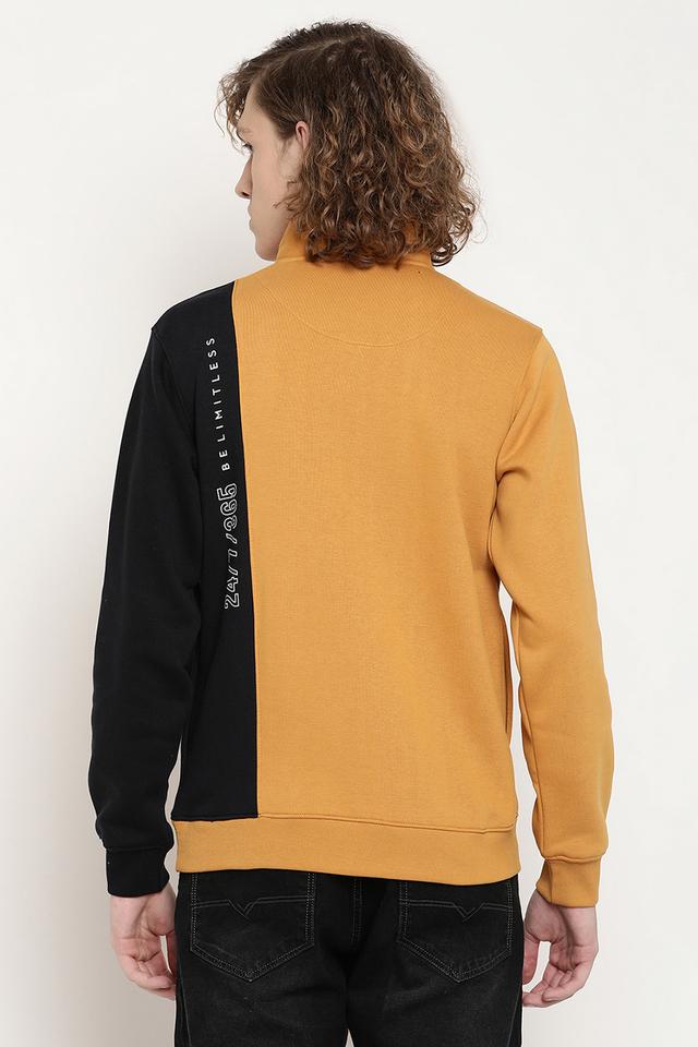 Buy OCTAVE Yellow Colorblocked Fleece Regular Fit Men's Sweatshirt