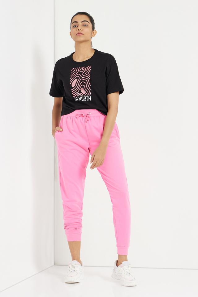 Buy INTUNE Pink Cotton Joggers for Women