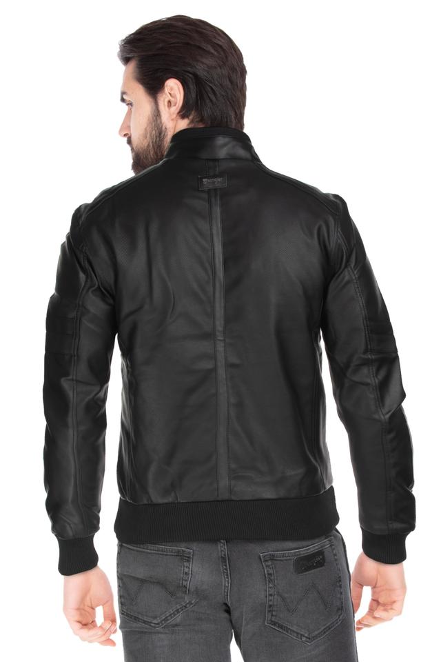 Mens Zip Through Neck Solid Jacket