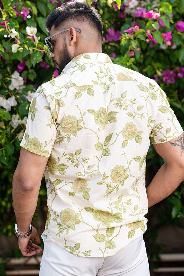 Floral Bronzing Men Shirt Shiny Flower Mens Shirts Casual Mens