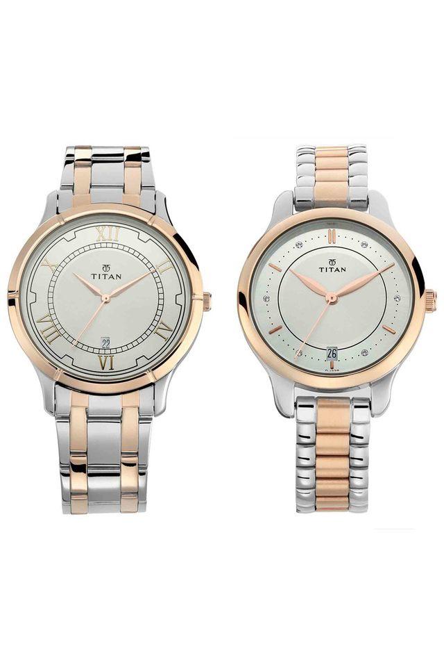 Buy TITAN Unisex Wedding Bandhan Silver White Dial Stainless Steel Analogue Watch NM17752481KM01 Shoppers Stop