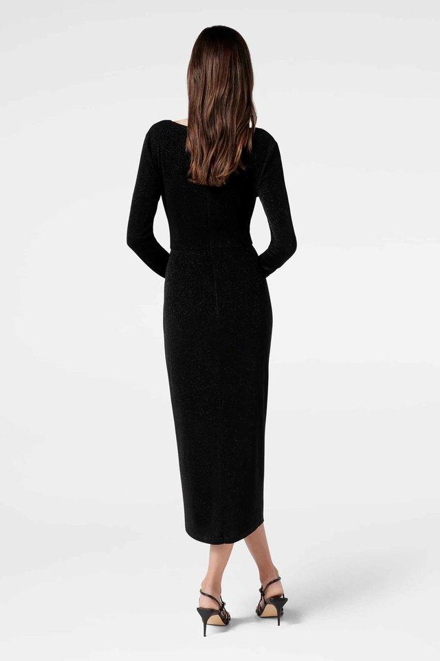 Straight neck 2024 black dress