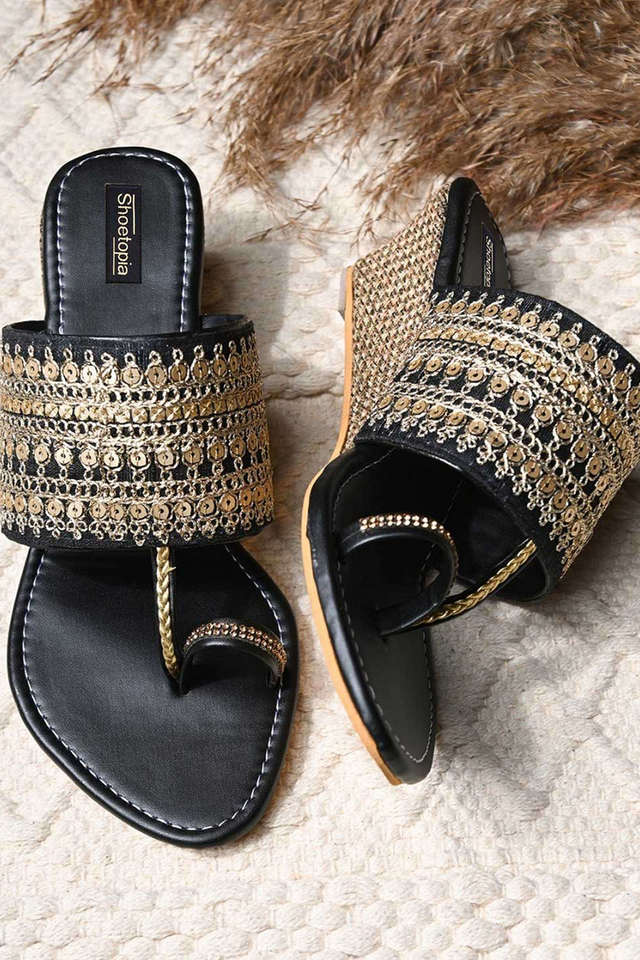Buy SHOETOPIA Black Synthetic Slipon Girls Casual Sandals Shoppers Stop
