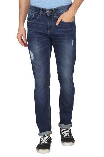 Buy Celio Jeans Mens 5 Pocket Mild Wash Distressed Jeans Shoppers Stop