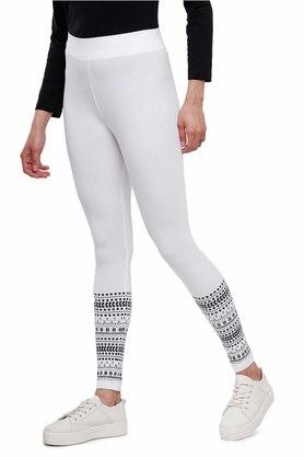 Buy De Moza Girls Viscose Solid Ankle Length Leggings Off White online