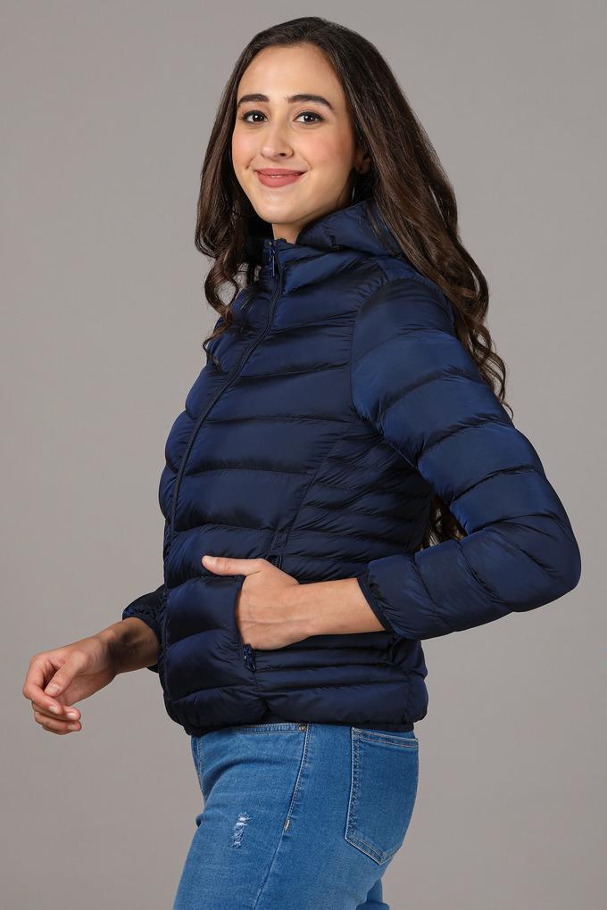 Solid Regular Neck Polyester Women's Winter Wear Jacket