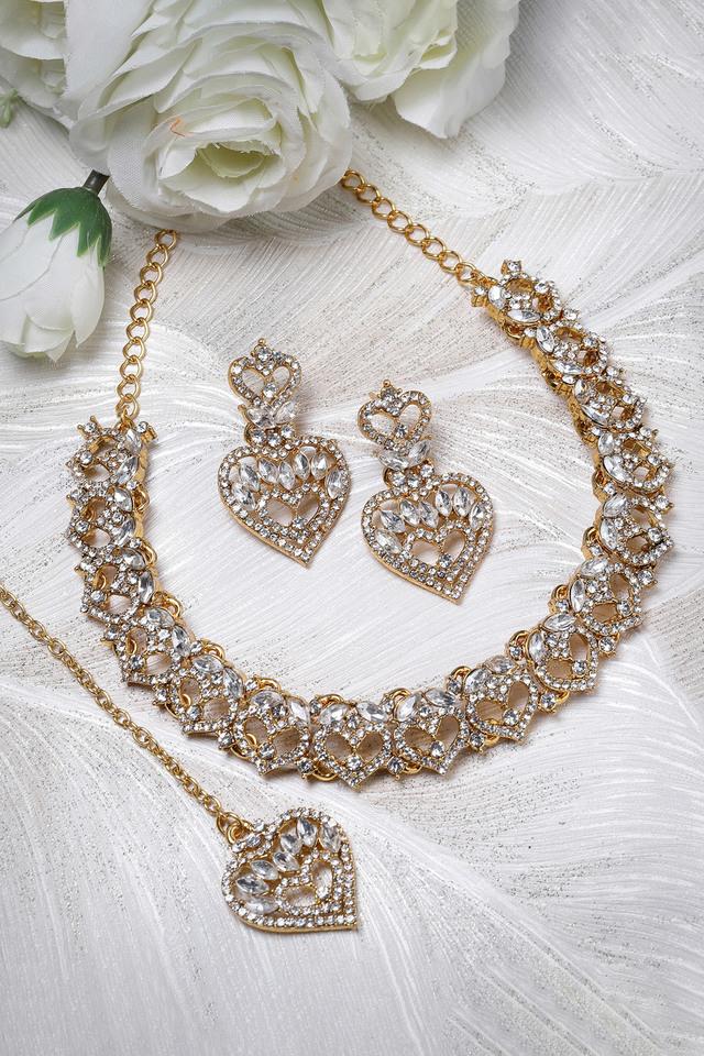 Simple white stone necklace set store