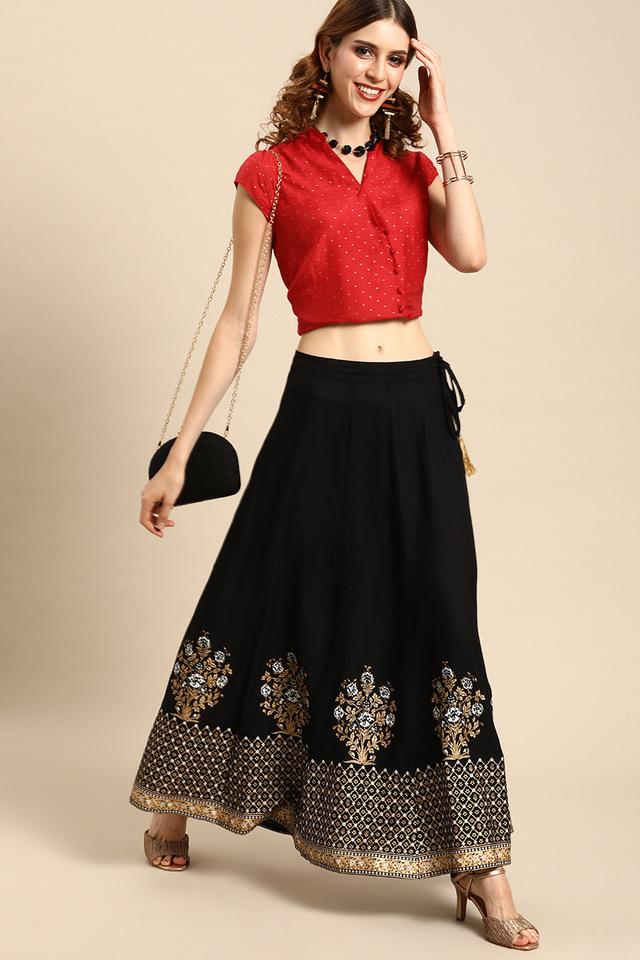 Floral skirt black outlet top