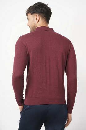 Buy BLACKBERRYS Maroon Solid Cotton Polo Men s Sweater Shoppers Stop