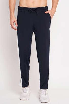 Buy JOCKEY Navy Solid Cotton Blend Slim Fit Men's Track Pants