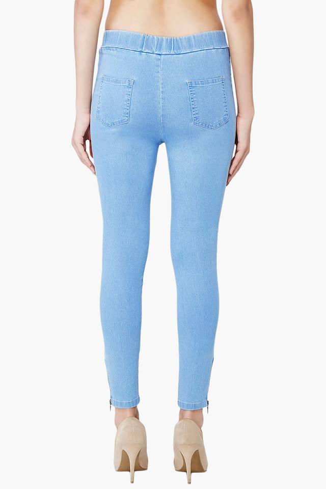 Buy online Mid Waist Denim Jegging from Jeans & jeggings for Women