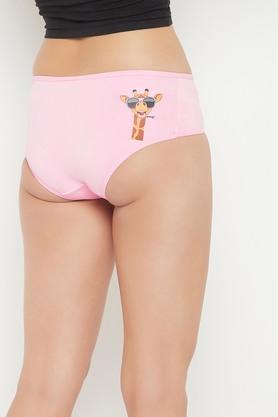 Buy Clovia Mid Waist Halloween Print Hipster Panty in Cotton Pink online