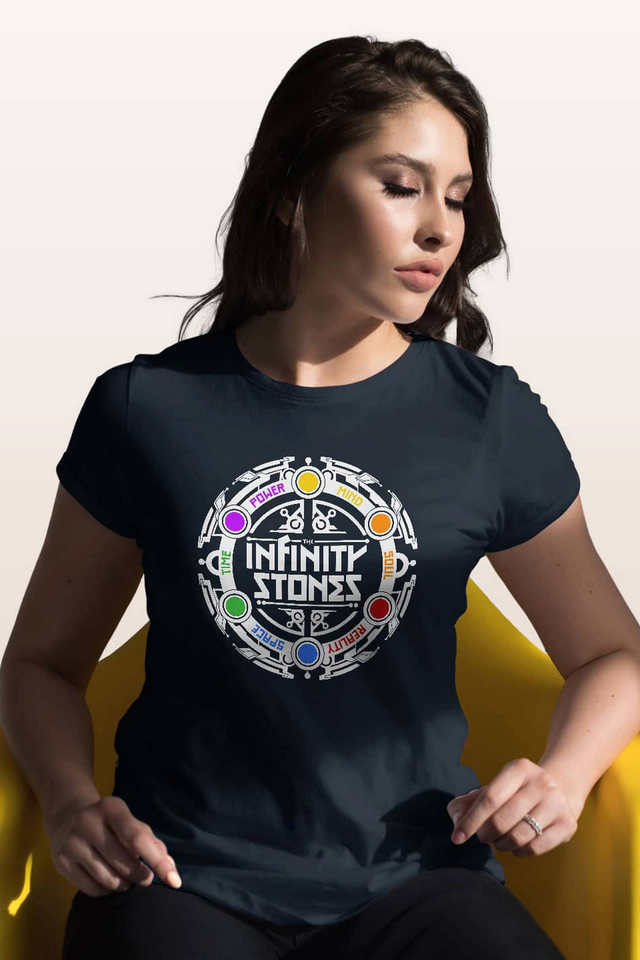 Buy MACMERISE Navy The Infinity Stones Round Neck Womens T Shirt Shoppers Stop